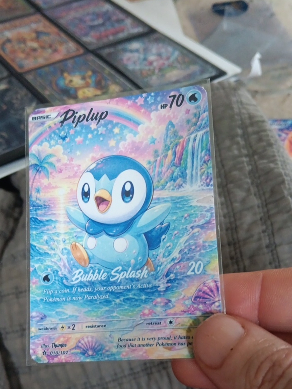 Pokemon Piplup Bubble Splash Card - Blue, Pink
